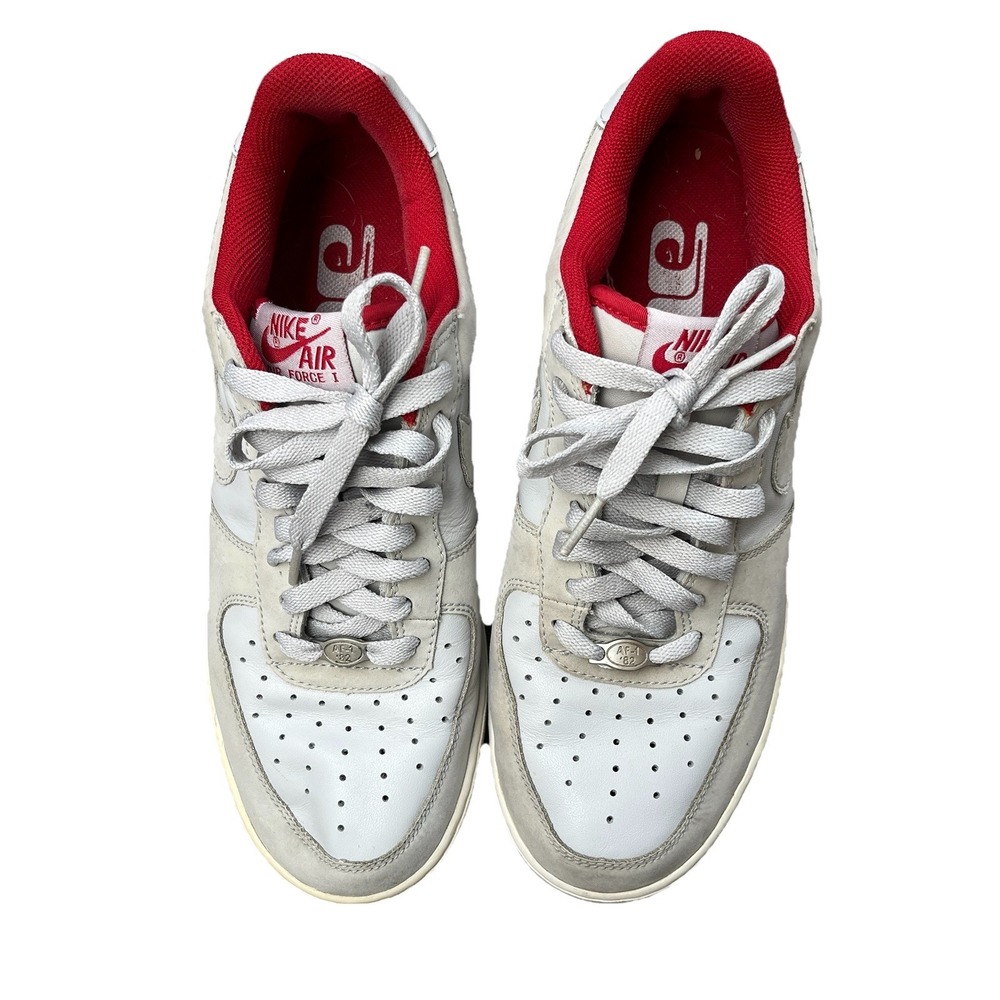 Nike Air Force 1 Sneakers Men's 8 Grey Varsity Red Y2K Low Top Basketball Shoes - Picture 2 of 16